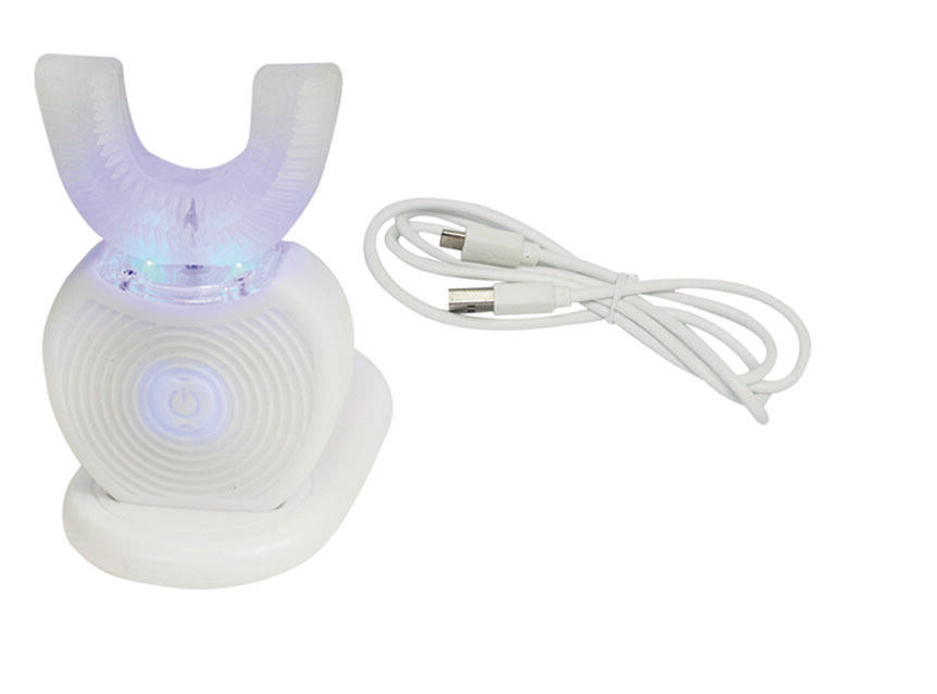 Cepillo de dientes eléctrico para adultos en forma de U con carga inalámbrica, cepillo de dientes ultrasónico con vibración impermeable de silicona