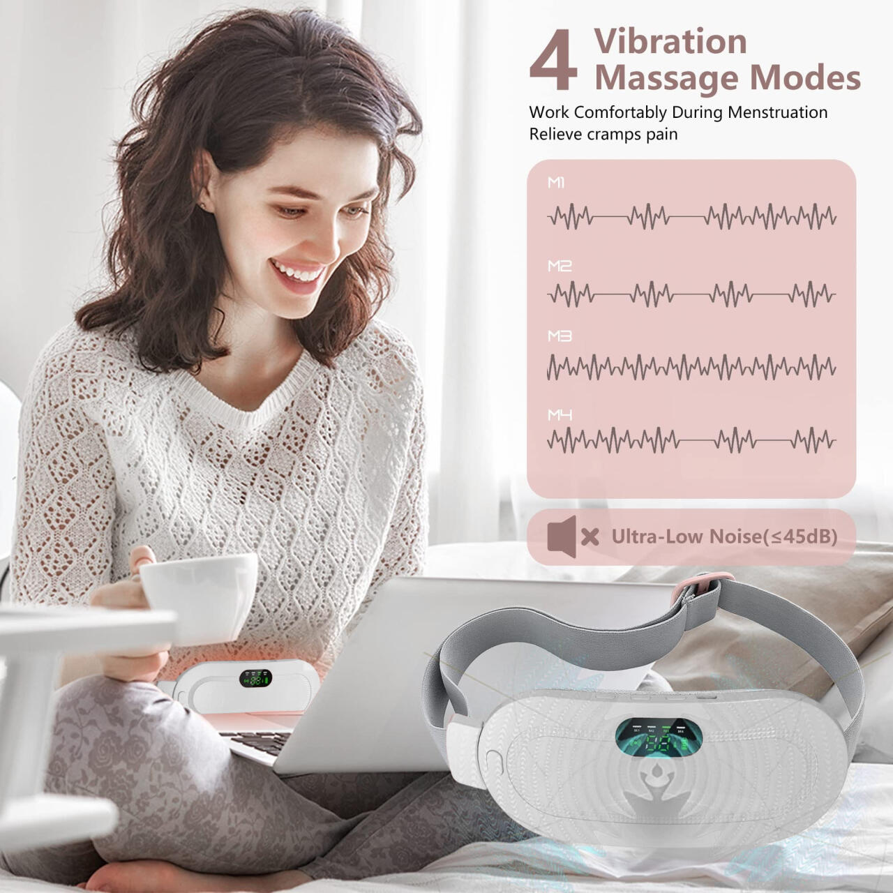 Cinturón de masaje abdominal con Calor – Alivio Menstrual Rápido y Cómodo